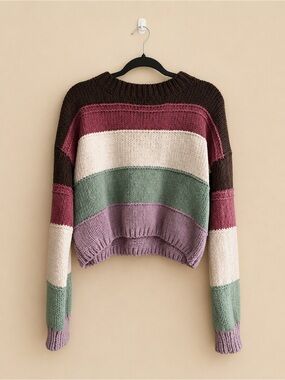 Dry Goods Chunky Striped Cropped Sweater
